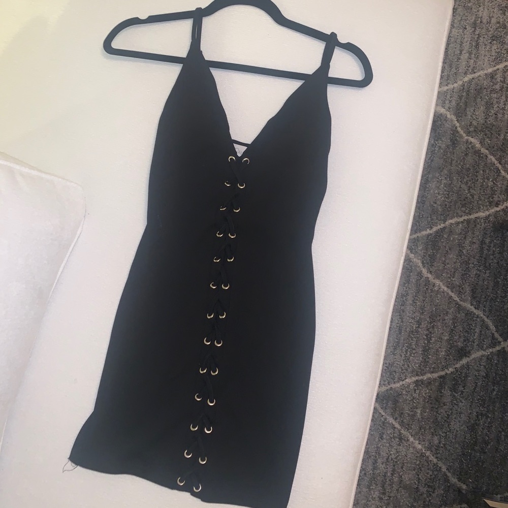 LF black mini dress with lace up